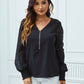 Half-Zip Smocked Balloon Sleeve Blouse