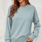 Round Neck Dropped Shoulder Slit Sweatshirt