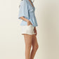 Mittoshop R.S.V.P. Full Size Run Flare Sleeve Peplum Blouse in Blue