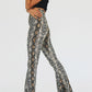 Snakeskin Print Flare Pants