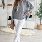 Lace Trim Half-Button Drawstring Knit Hoodie