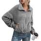 Drawstring Hem Zip Up Teddy Jacket