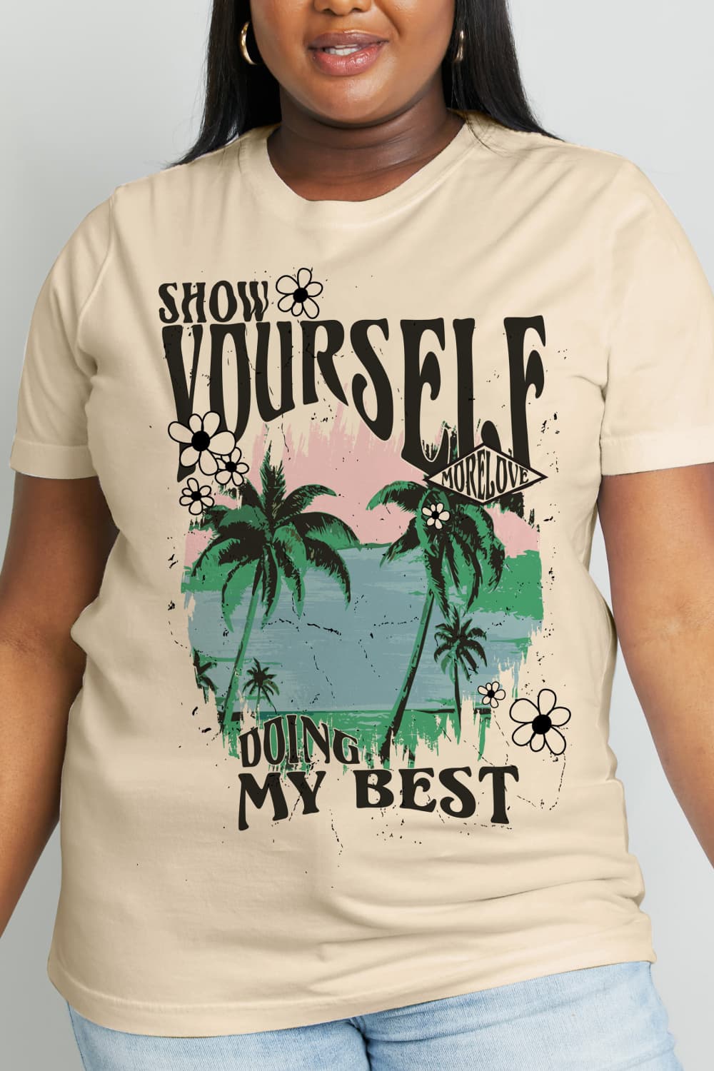 Simply Love Full Size SHOW YOURSELF DOING MY BEST Graphic Cotton Tee