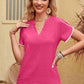 Contrast Trim Pom-Pom Detail Notched Neck Blouse