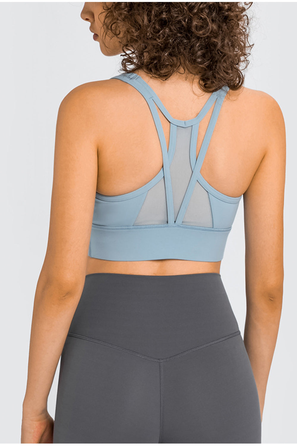 Mesh Panel Racerback Longline Sports Bra