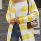 Striped Long Sleeve Longline Cardigan Sweater