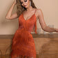 Fringe Detail Spaghetti Strap Mini Dress