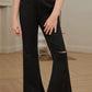 Girls Distressed Frayed Trim Flare Jeans