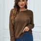 Eyelet Round Neck Long Sleeve Top