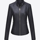 Zip Up Motorcycle PU Leather Jacket