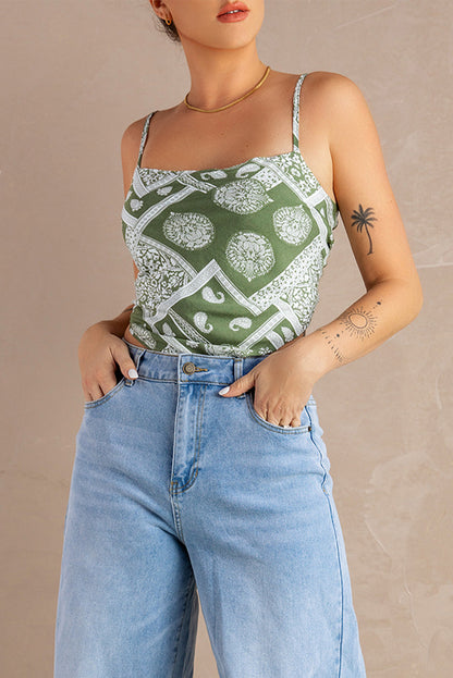 Mixed Print Tie Back Cami Top