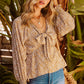 Floral Deep V Tied Peplum Top