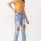 Lovervet Full Size Amari Destroyed High Rise Crop Straight Jeans