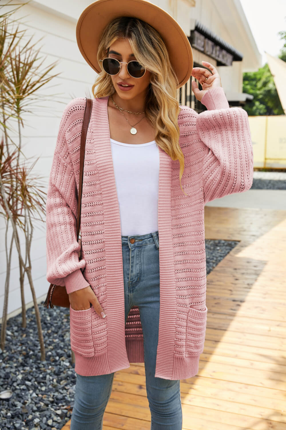 Dropped Shoulder Longline Cardigan with Pockets