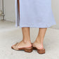 Forever Link Square Toe Chain Detail Clog Sandal in Tan