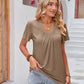 Ruched V-Neck Short Sleeve Tee