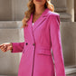 Double-Breasted Padded Shoulder Blazer with Pockets
