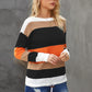 Color Block Drawstring Knit Top