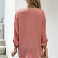 V-Neck Roll-Tab Sleeve Blouse