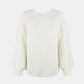 Openwork Balloon Sleeve Pullover Sweater