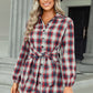 Plaid Tie Front Mini Shirt Dress