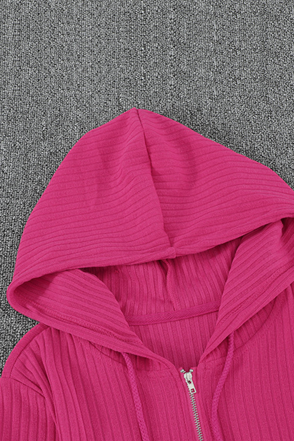 Zip-Up Ribbed Hoodie and Joggers Lounge Set