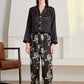 Satin Button-Up Lapel Collar Top and Pants Pajama Set