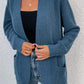 Ribbed Trim Longline Cardigan with Pockets