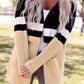 Color Block Open Front Pocketed Longline Cardigan