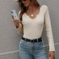 V-Neck Ribbed Knit Top
