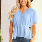 Lace Trim V-Neck Tied Peplum Blouse