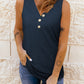 Ribbed Buttoned V-neck Tank