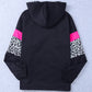 Leopard Color Block Zip-Up Hooded Jacket