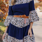 Animal Print Color Block Flare Sleeve Dress