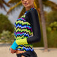 Color Block Long Sleeve Two-Piece Swimsuit