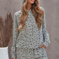 Animal Print Drawstring Detail Hoodie and Shorts Lounge Set
