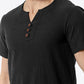 Buttoned Notched Neck Short Sleeve Tee