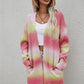 Multicolored Gradient Open Front Longline Cardigan