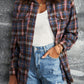 Plaid Slit High-Low Shirt with Pockets