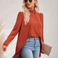 Long Puff Sleeve High-Low Blouse