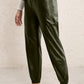 Elastic Waist PU Leather Joggers