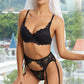 Floral Lace Bralette Lingerie Set with Garters