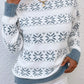 Snowflake Contrast Trim Long Sleeve Sweater
