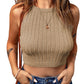 Ribbed Round Neck Sleeveless Crop Knit Top