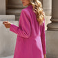 Double-Breasted Padded Shoulder Blazer with Pockets