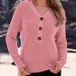 Half Button Long Sleeve Knit Top