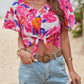 Floral V-Neck Flutter Sleeve Blouse
