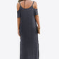 Cold-Shoulder Split Maxi Dress with Pockets