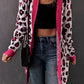 Leopard Contrast Trim Open Front Longline Cardigan