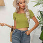 Cable-Knit Round Neck Short Sleeve Knit Top